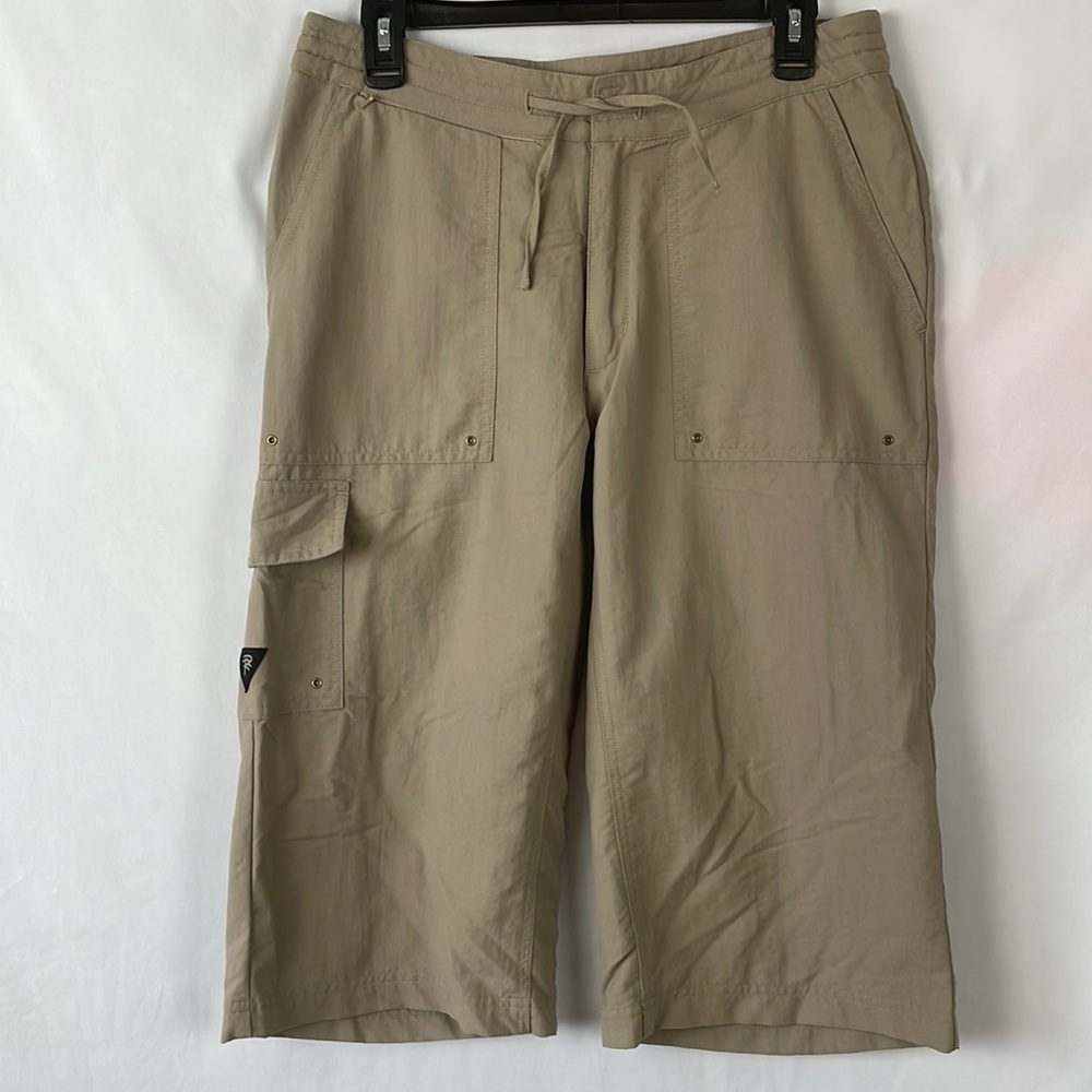 Rail Riders Women's Khaki Skater Utility Cargo Capri Length Lightweight Pants